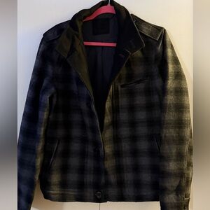 Men's Black Plaid Military Jacket